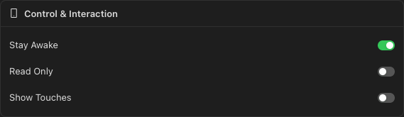 Control and interaction settings